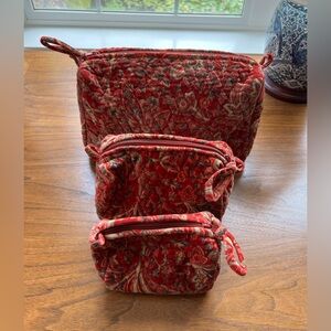 Pottery Barn Quilted Velvet Toiletry Bag Set